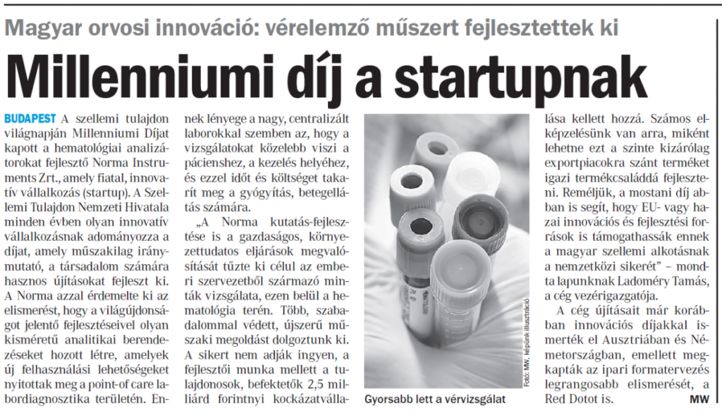 MediaWorks megyei lapok – Millenniumi díj a startupnak (Hungarian)